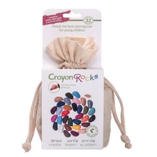 32 CRAYON ROCKS in a cotton muslin bag